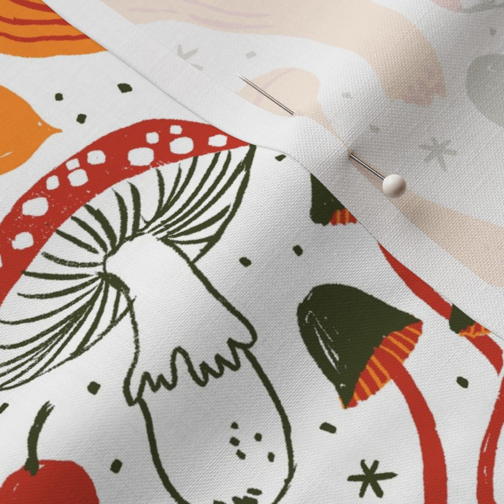 Mushrooms Snow Fabric