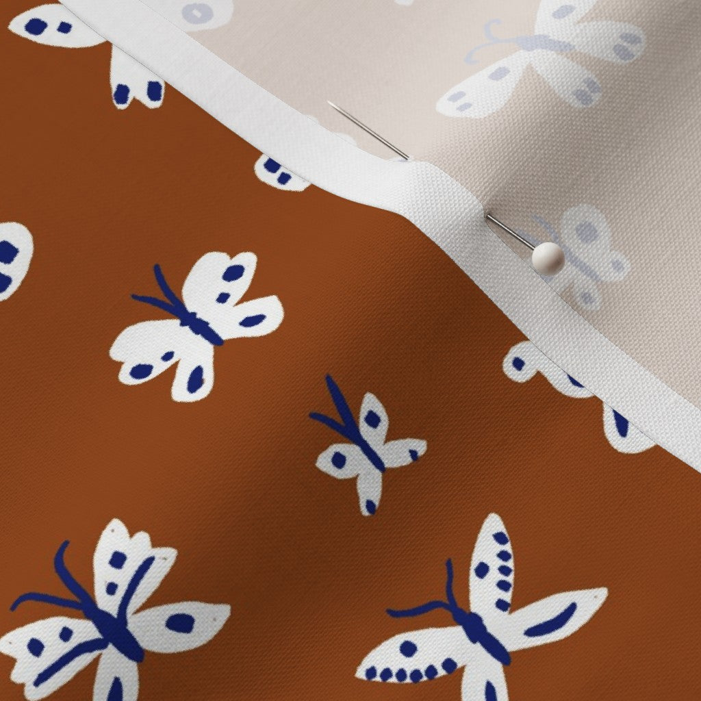 Butterflies Rust Fabric
