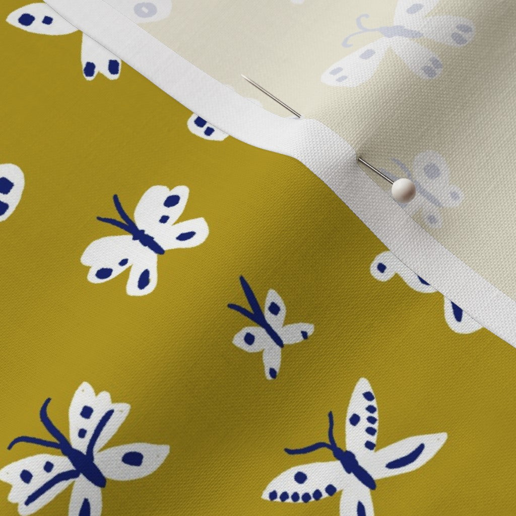 Butterflies Mustard Fabric