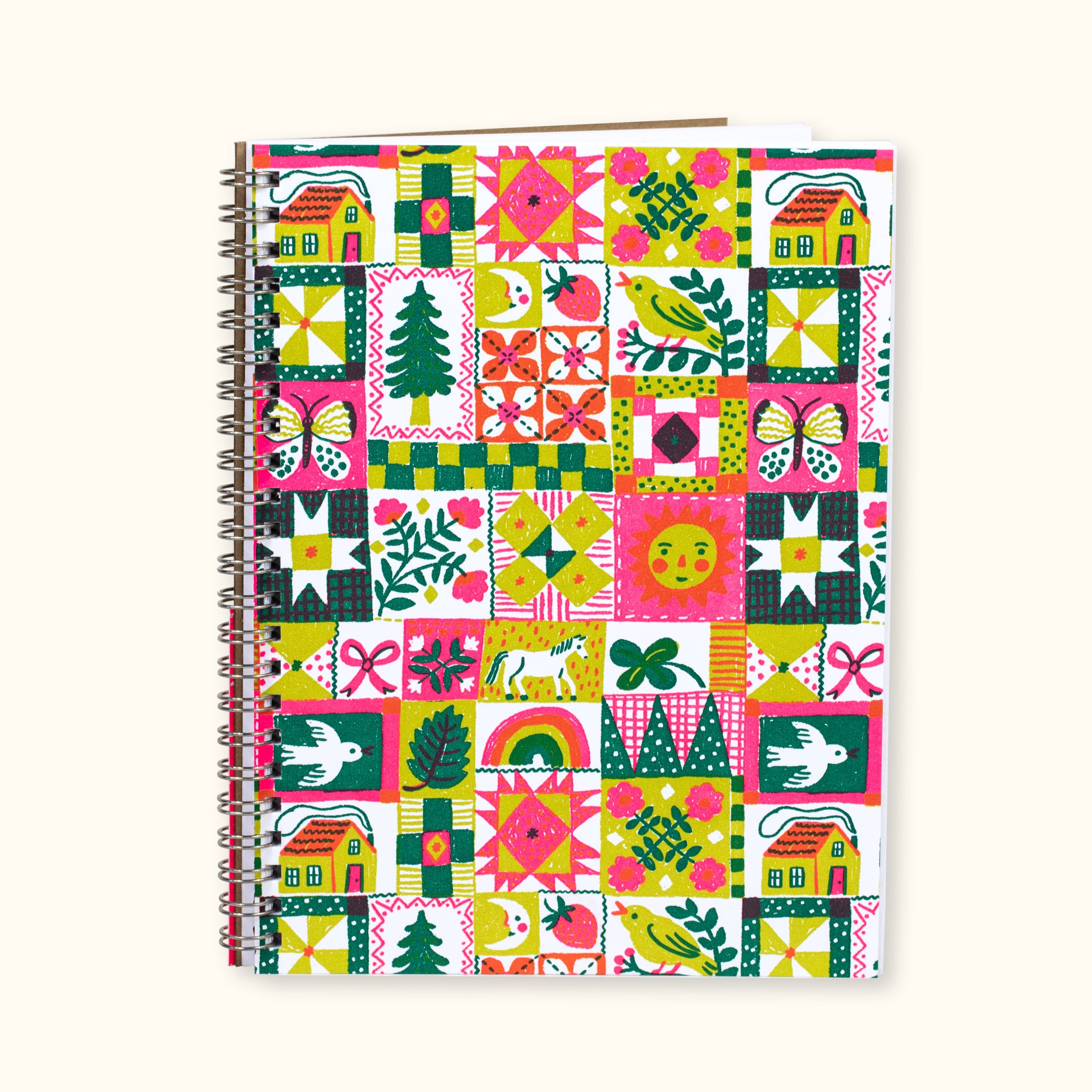 Folk Quilt Spiral Bound Notebook