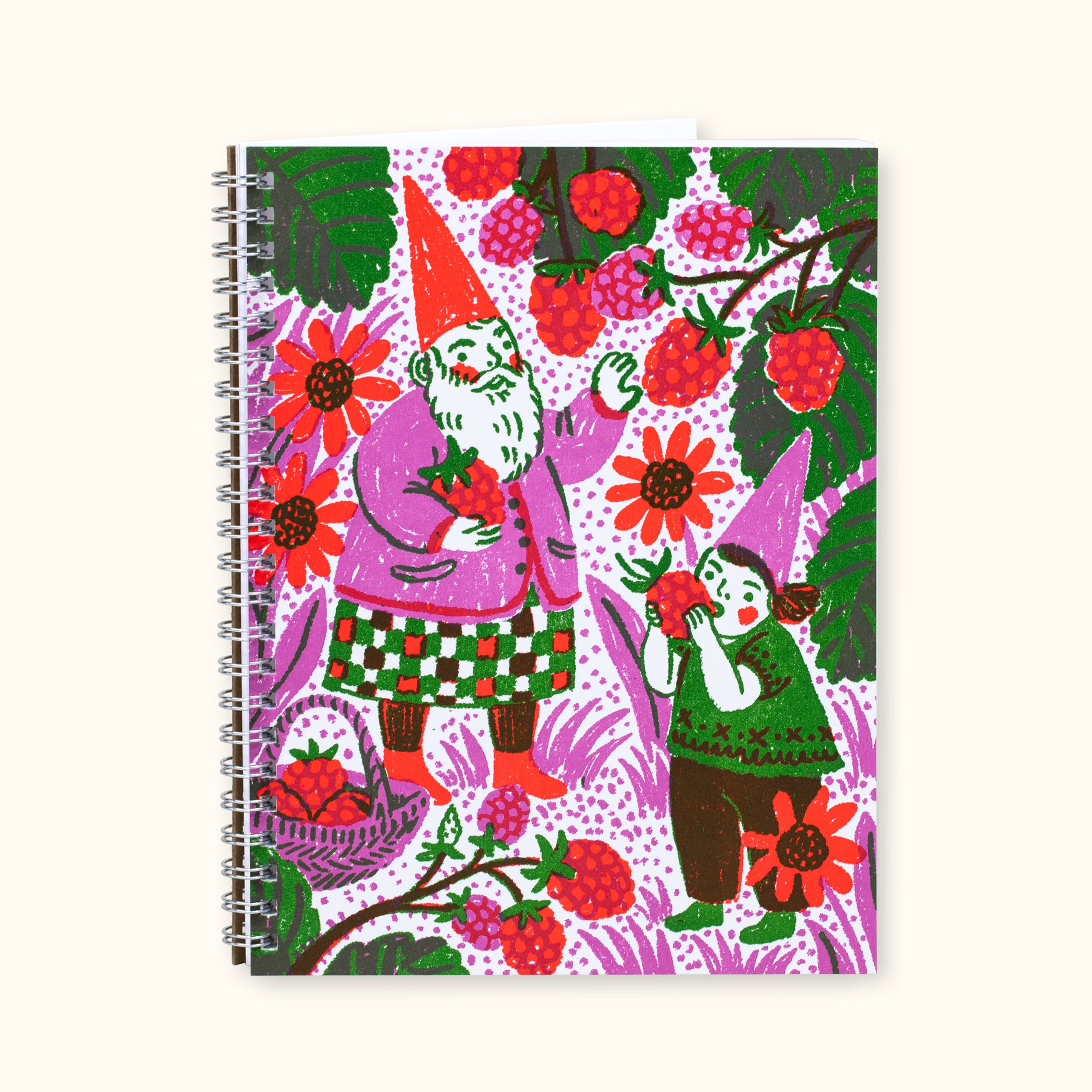 Berry Picking Gnomes Spiral Bound Notebook