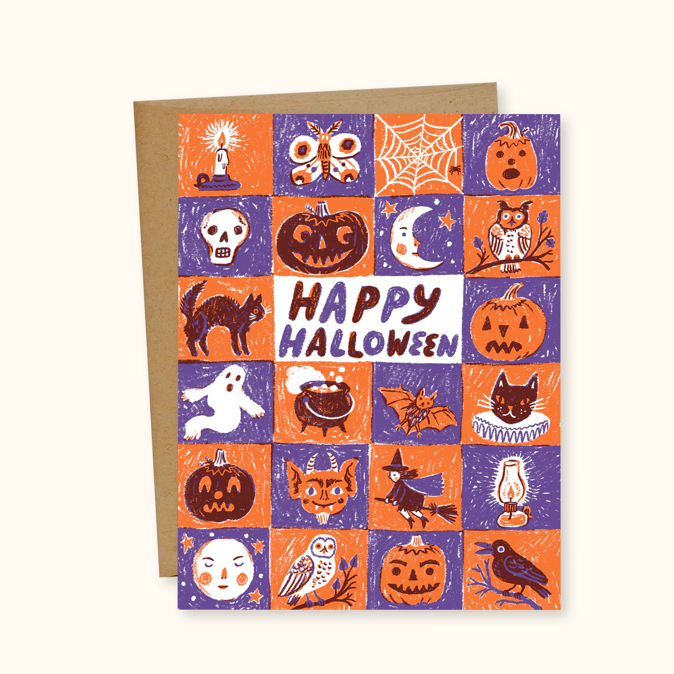 Spooky Squares Halloween Greeting Card