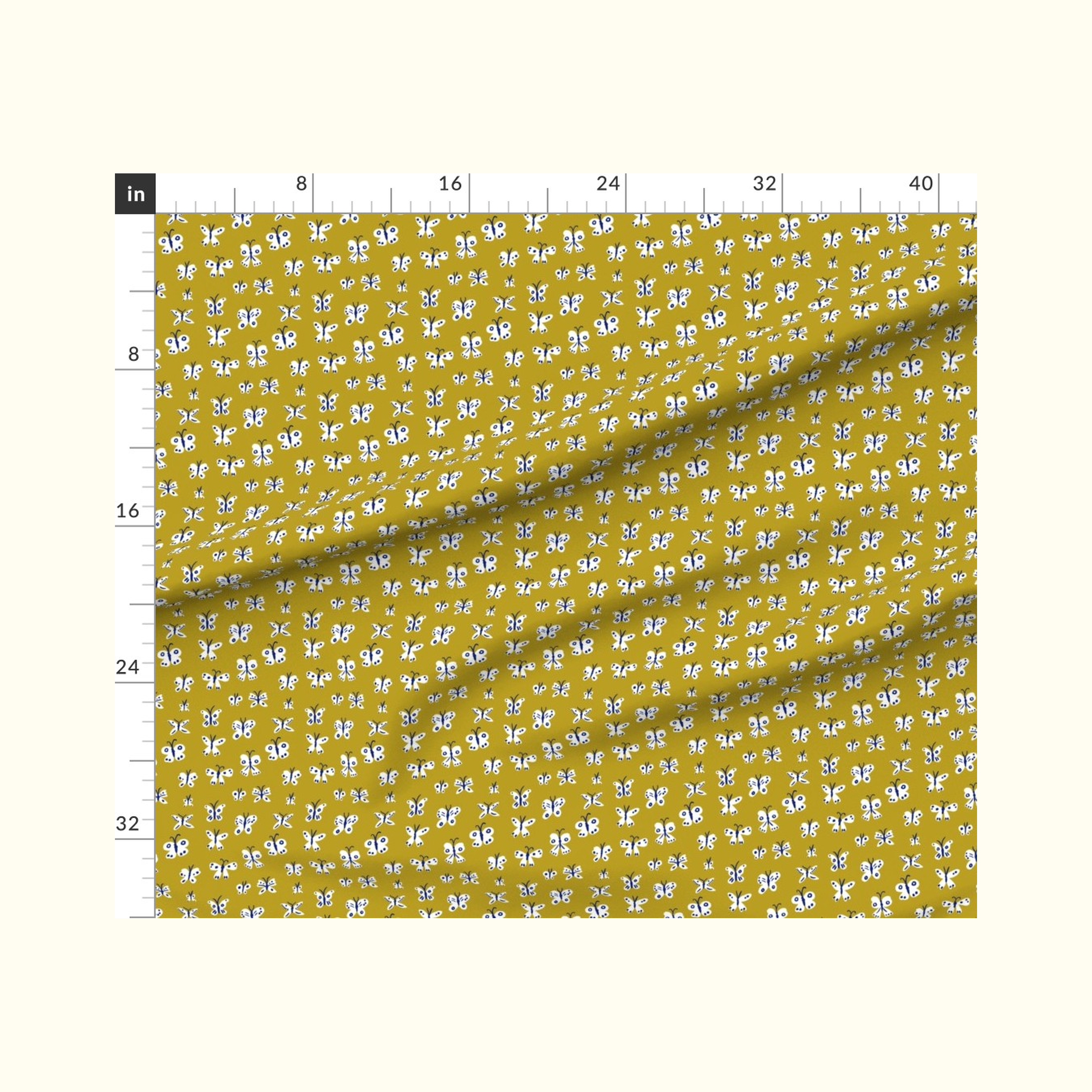 Butterflies Mustard Fabric