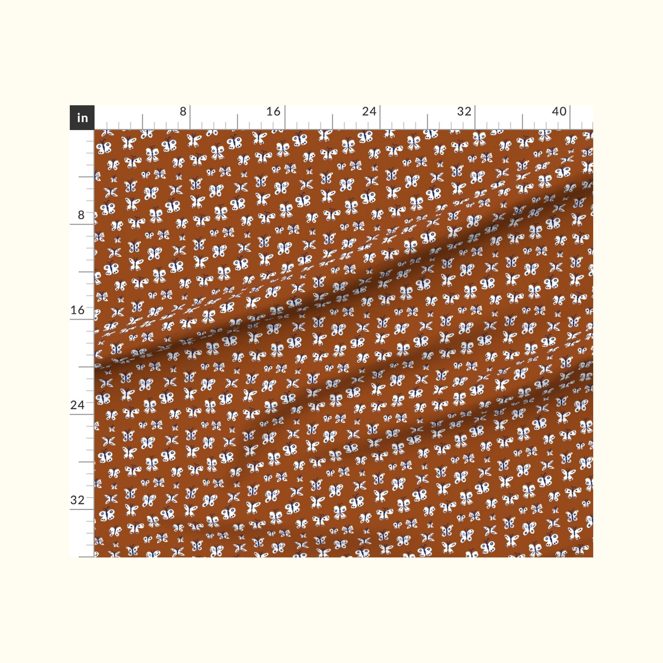 Butterflies Rust Fabric