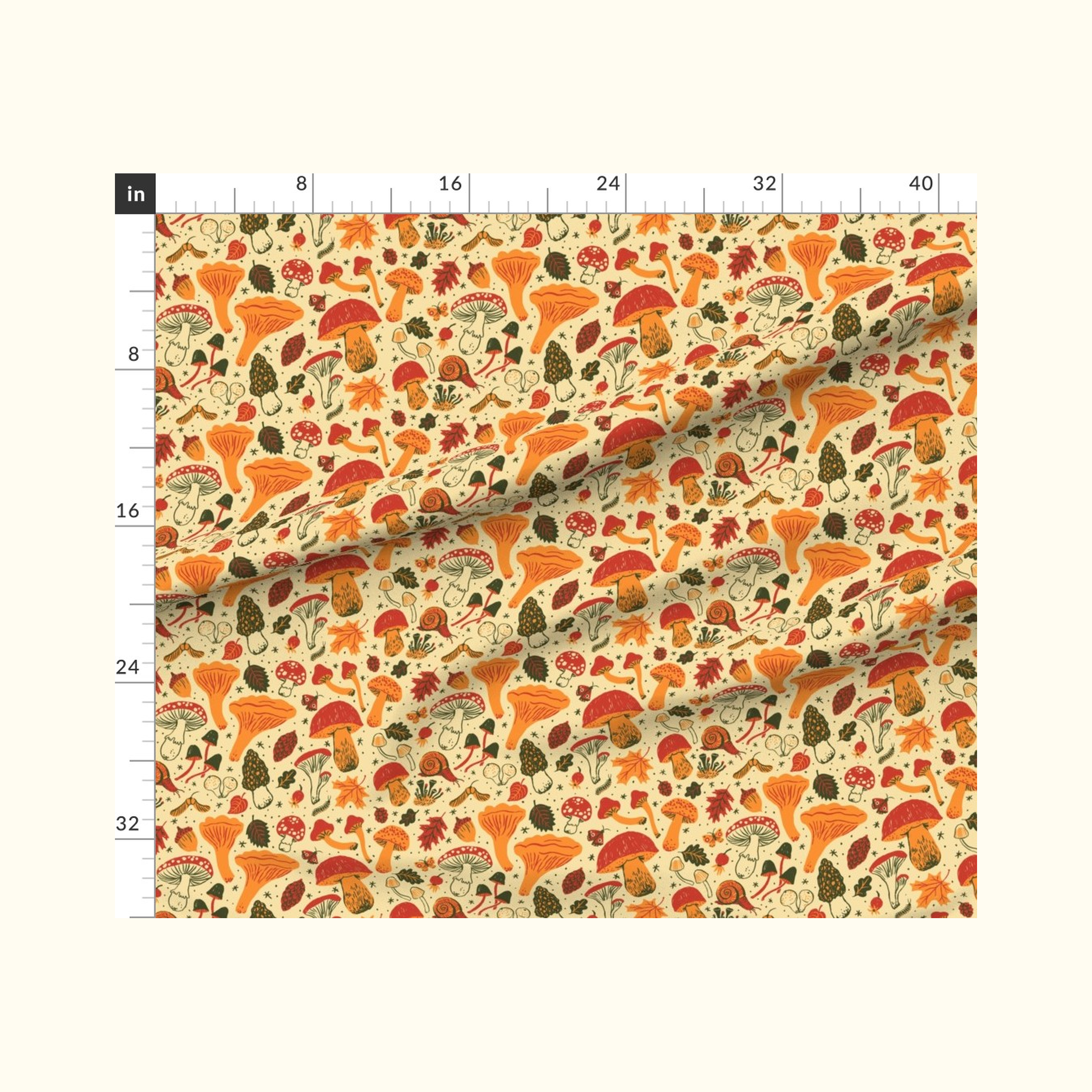 Mushrooms Cream Fabric