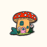 Mushroom Cottage Enamel Pin