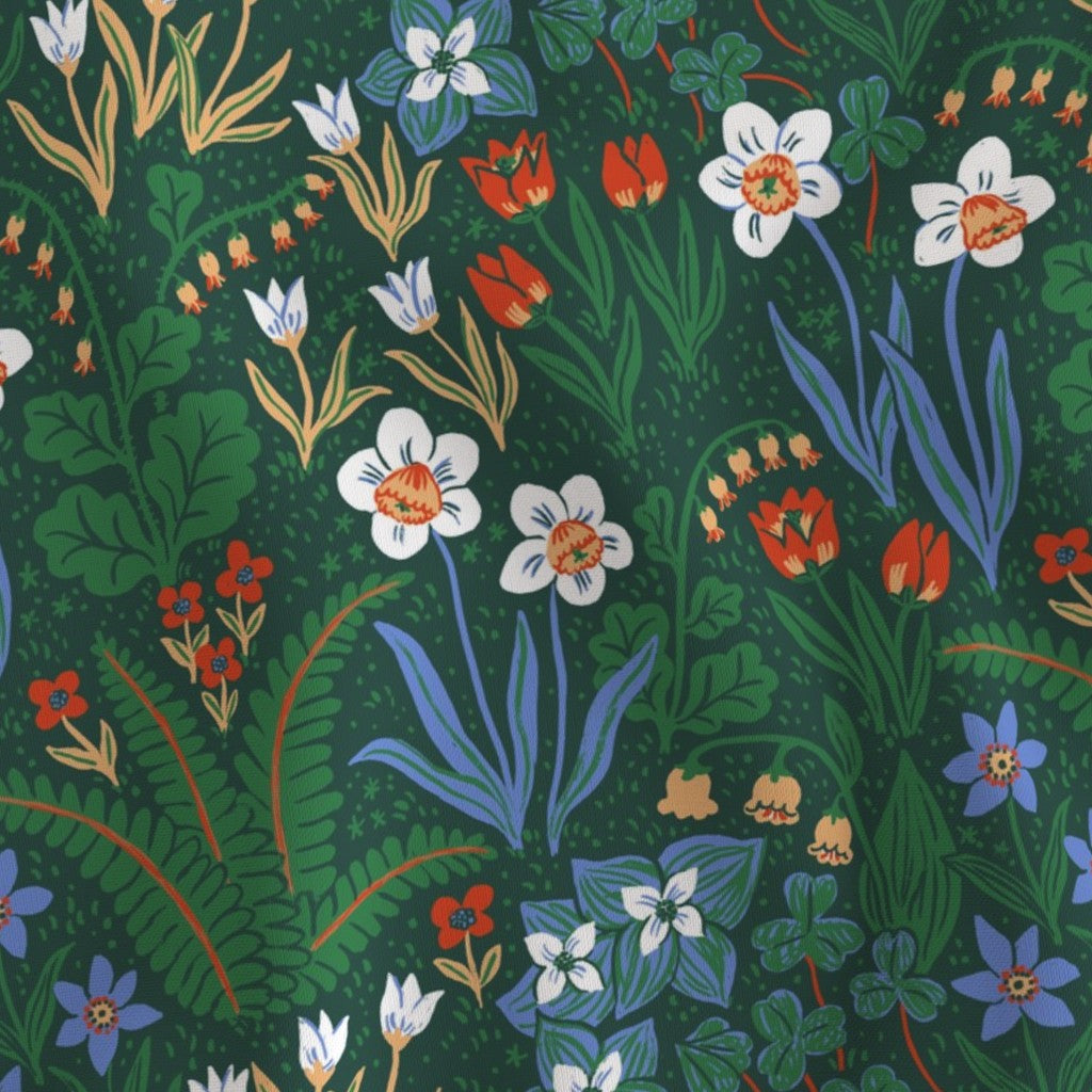 Little Witch Hazel Floral Green Fabric