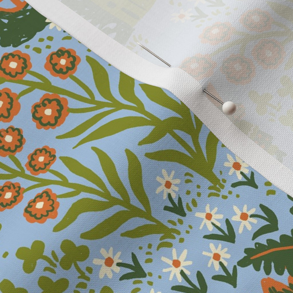 Blossom Gnome Village Blue Fabric