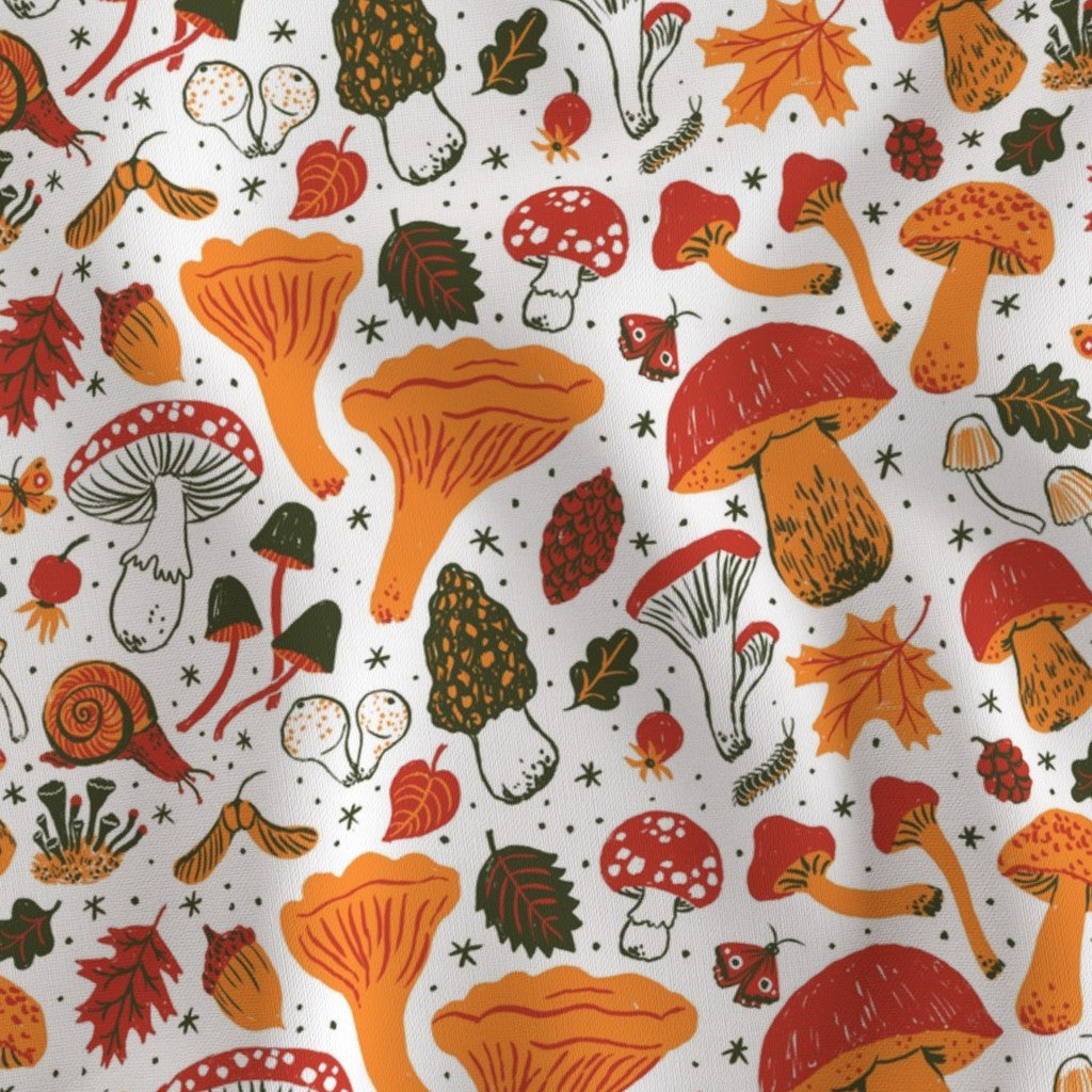 Mushrooms Snow Fabric