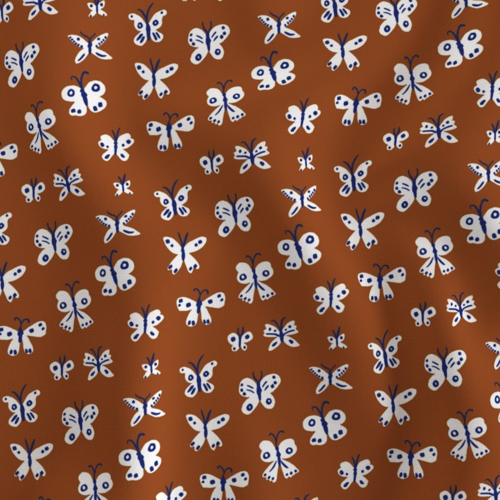 Butterflies Rust Fabric