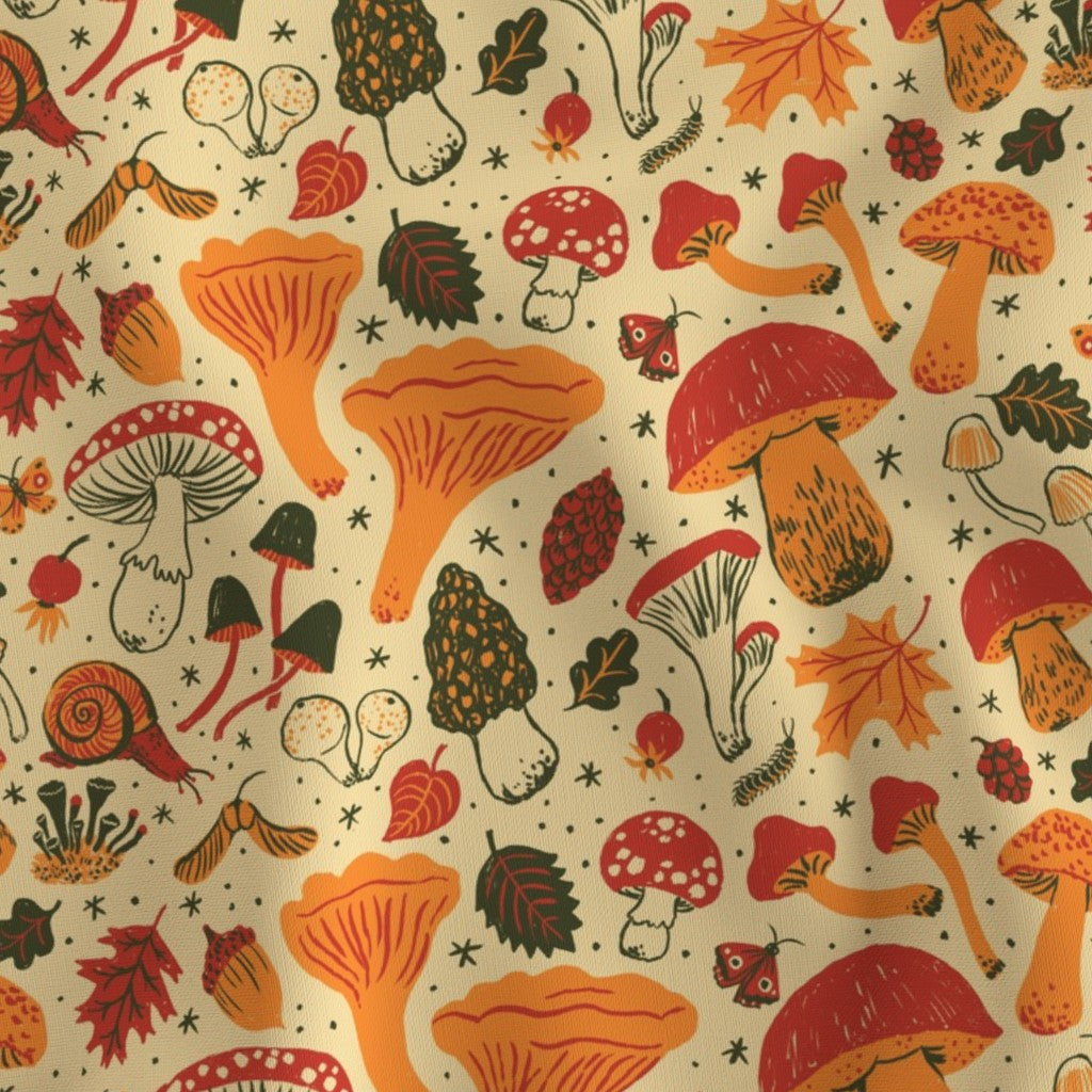 Mushrooms Cream Fabric