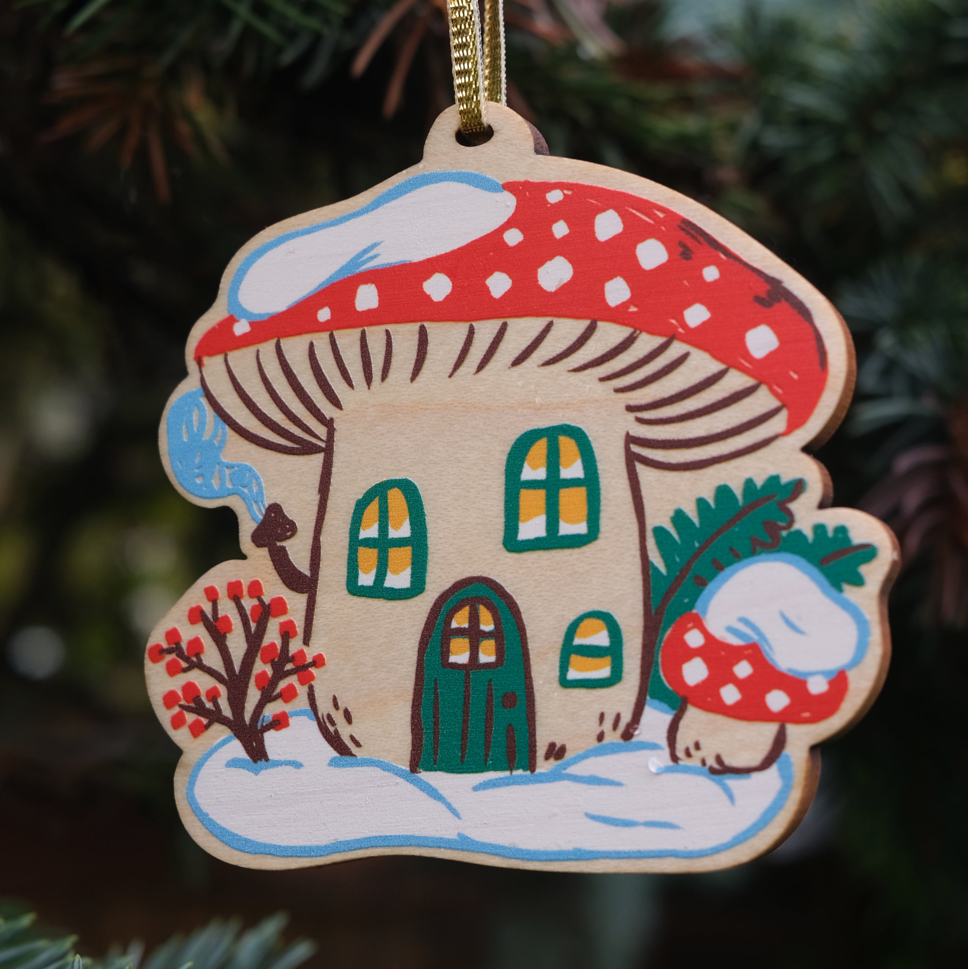 Winter Mushroom House Ornament