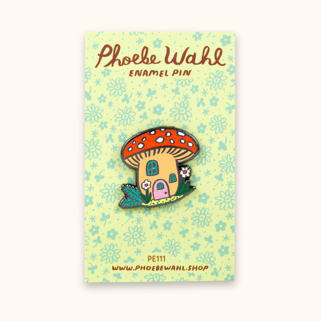 Mushroom Cottage Enamel Pin