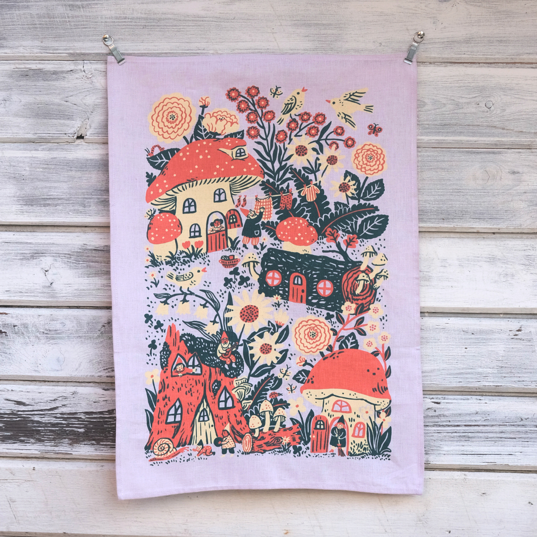 Blossom Village Tea Towel - Cream