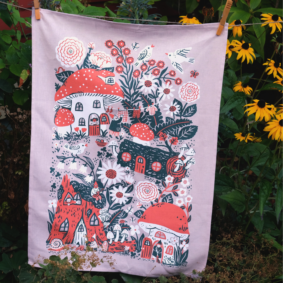 Blossom Village Tea Towel - White