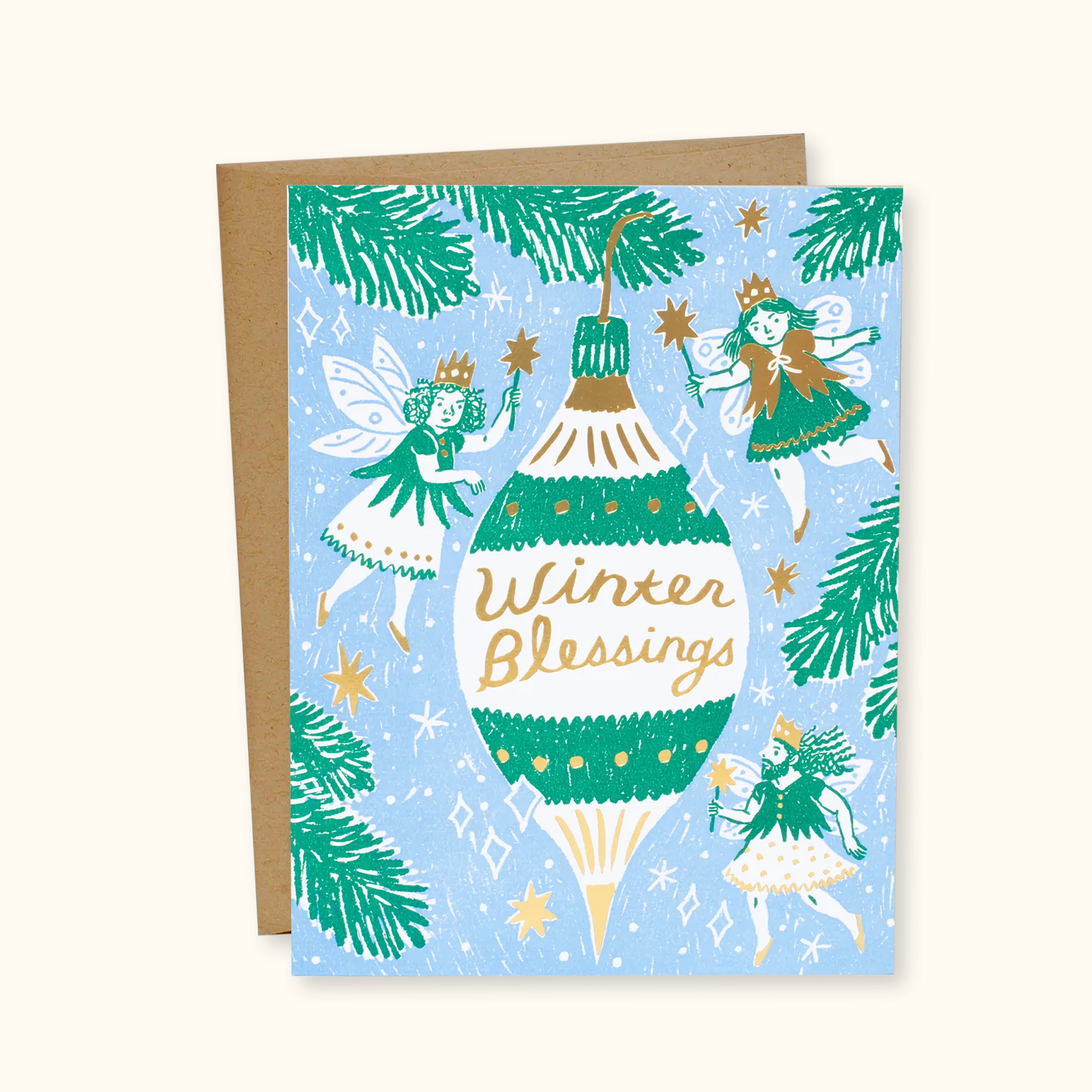 Winter Blessings Fairies Greeting Card