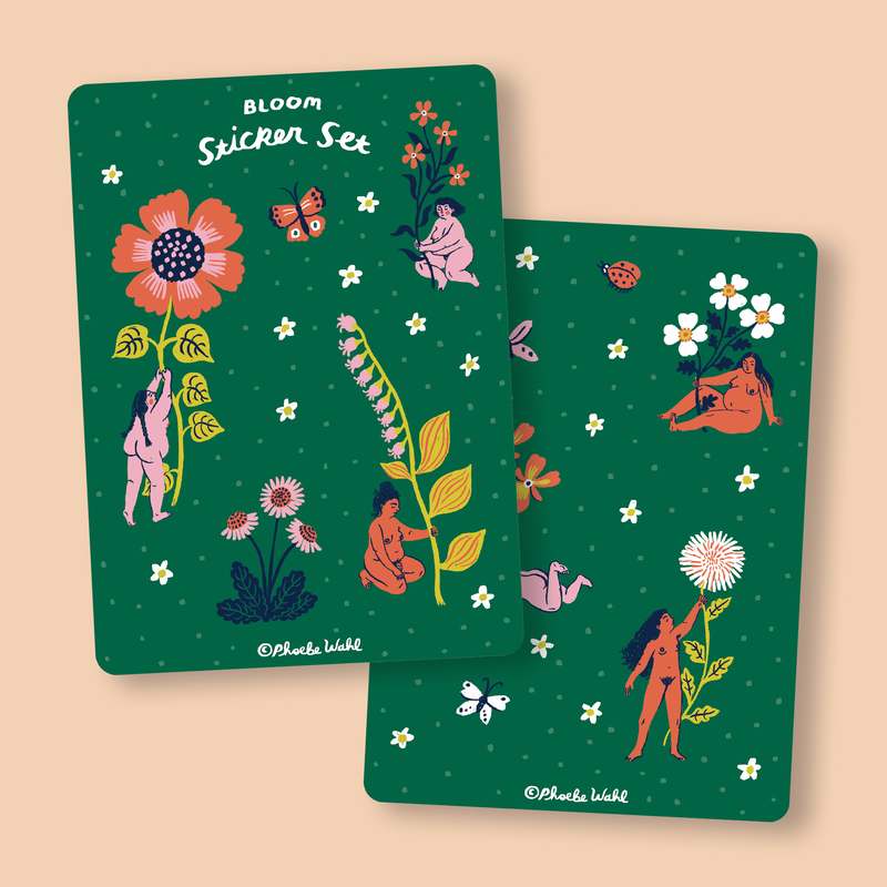 Our Bloom Sticker Set celebrates mystical nature in all its glory. Sprinkled with fae folk and flowers this sticker set reminds you to connect with the beauty of nature around you in all its forms. 🌿