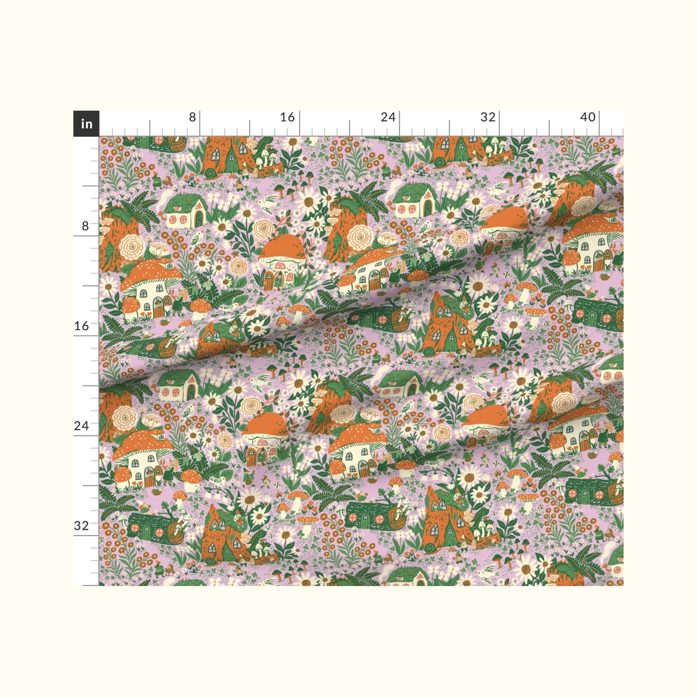 Blossom Gnome Village Pink Fabric