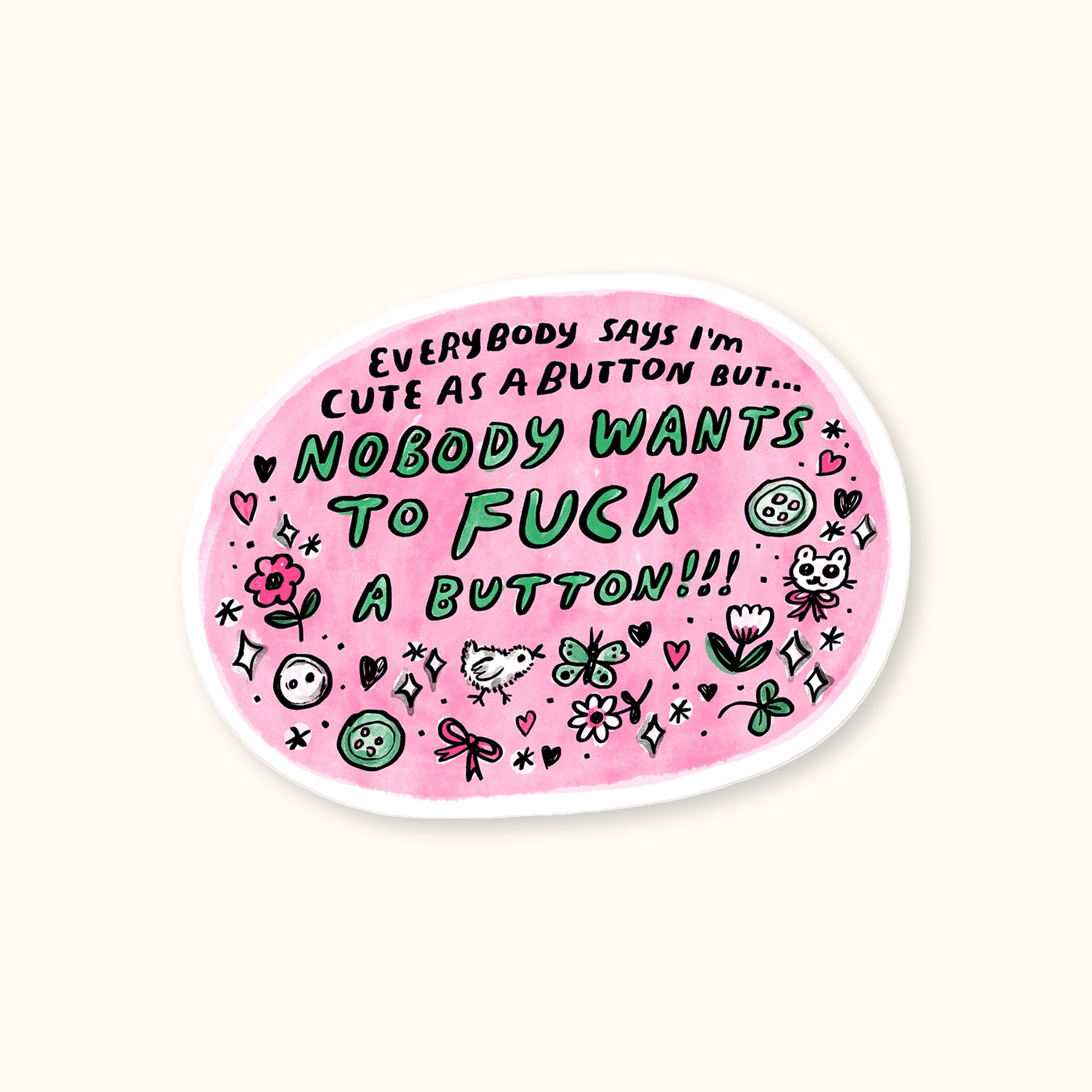 Cute As A Button Sticker