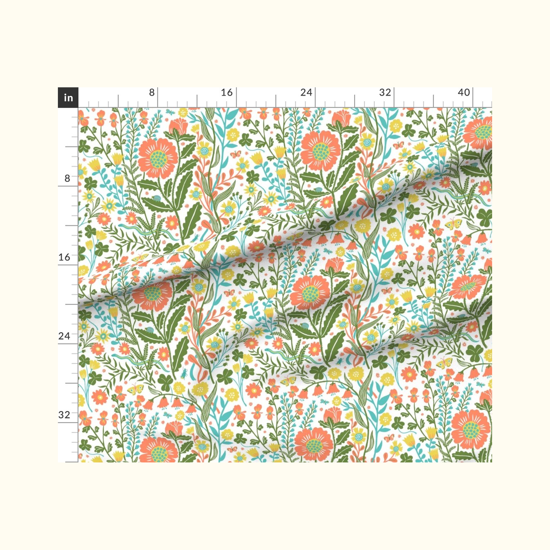 Flora White Fabric