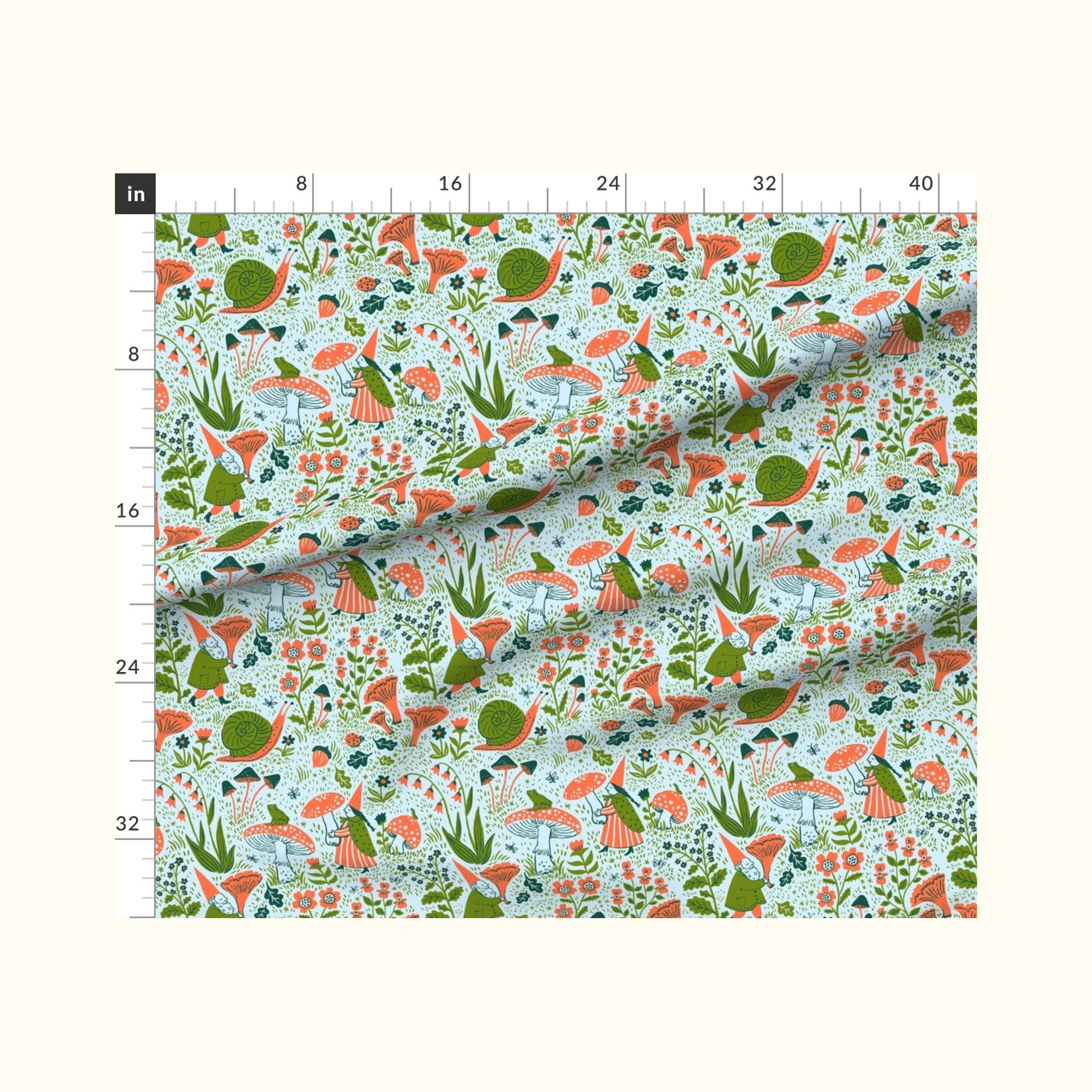 Gnomes Mist Fabric