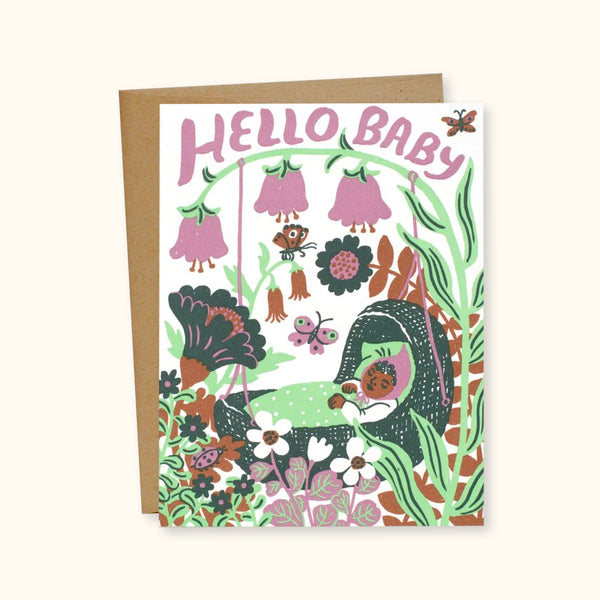 Hello Baby Purple Greeting Card