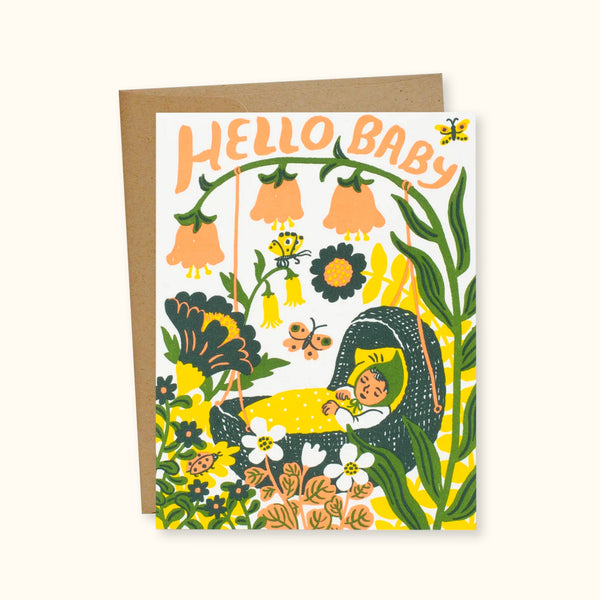 Hello Baby Yellow Greeting Card