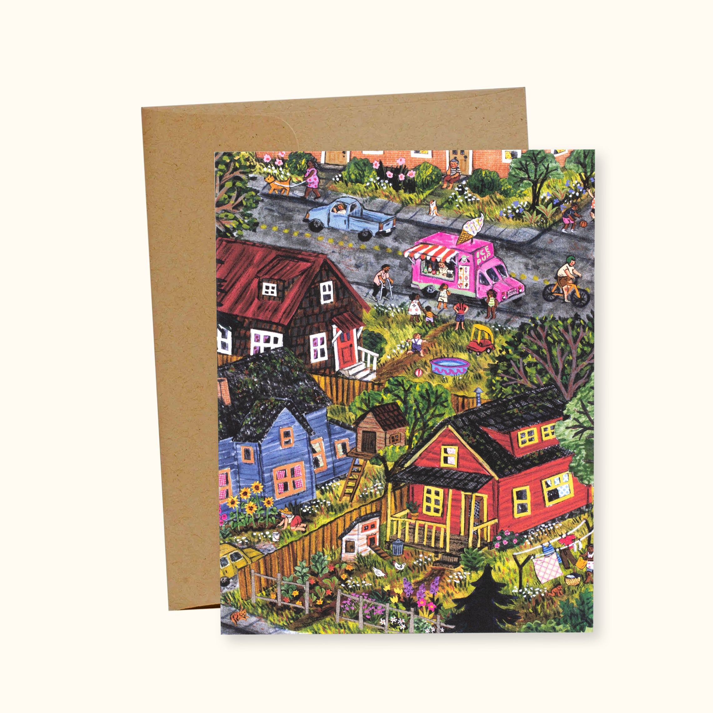 Summertime Neighborhood Greeting Card