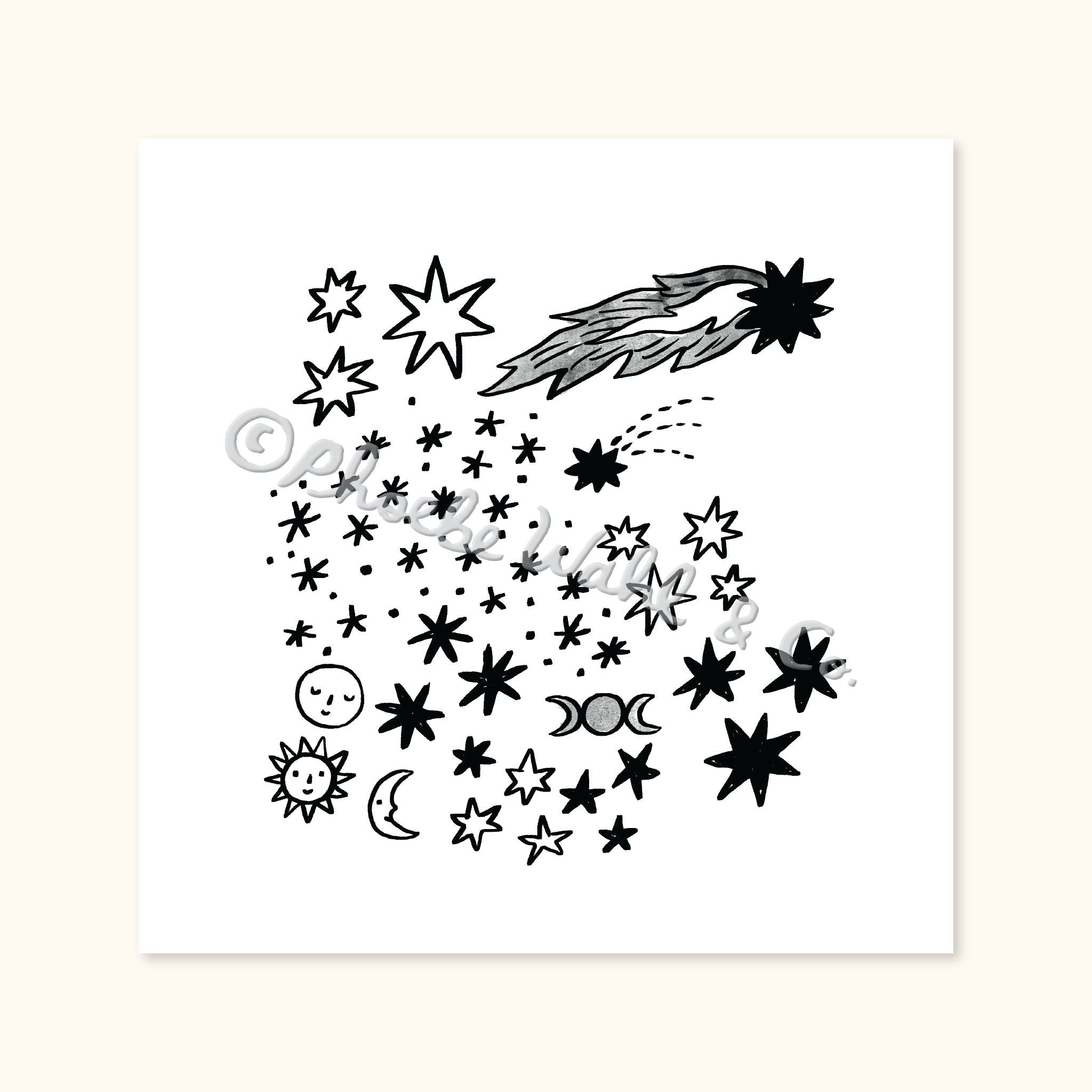 Celestial Doodle Tattoo Sheet