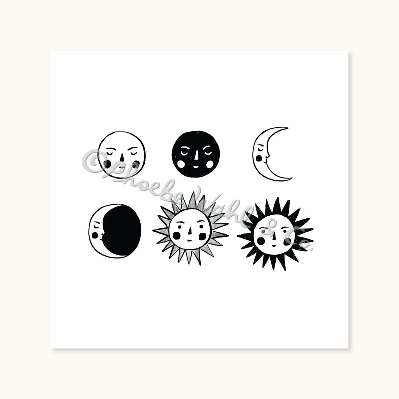 Sun + Moon Tattoo Sheet