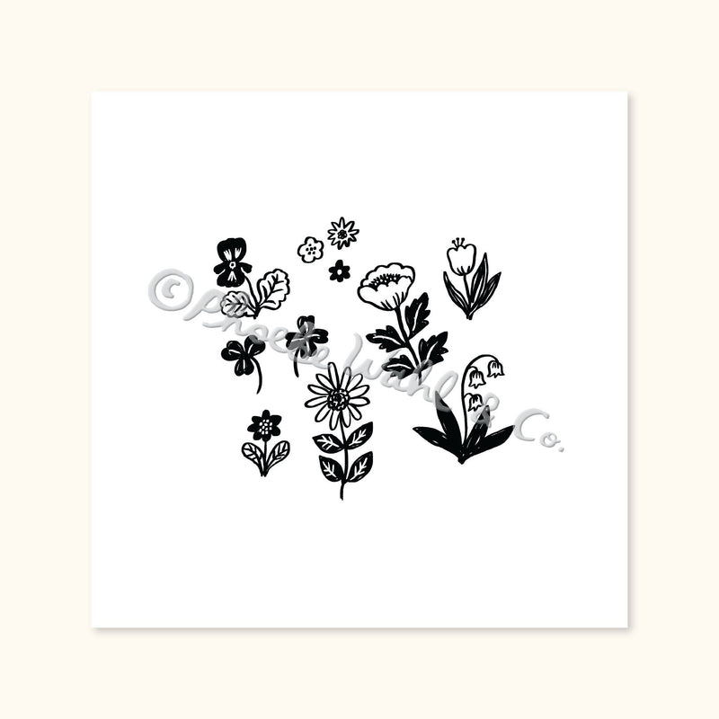 Floral Doodle Tattoo Sheet