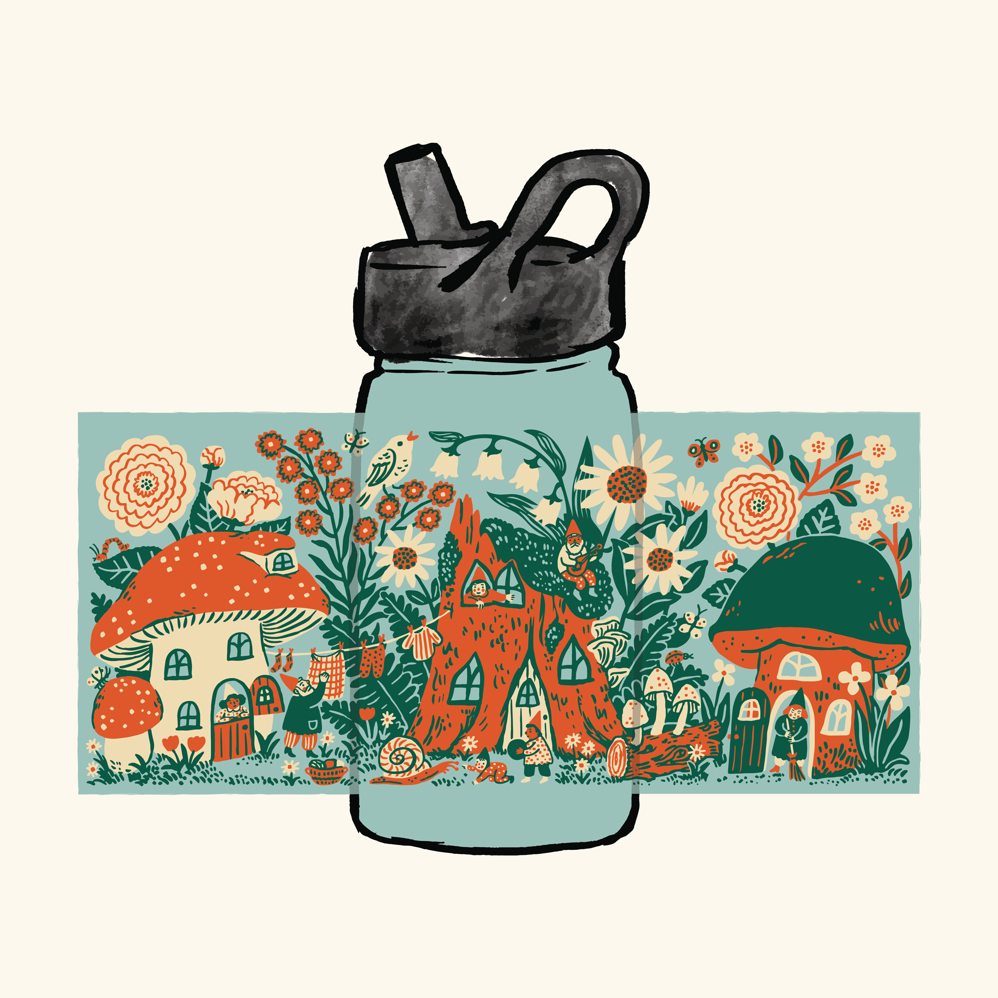 Mini Blossom Village 12oz Water Bottle