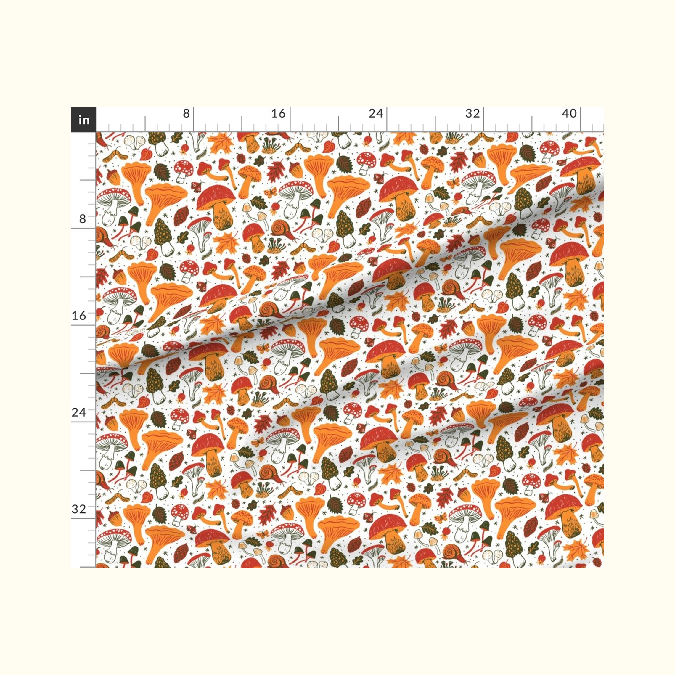 Mushrooms Snow Fabric