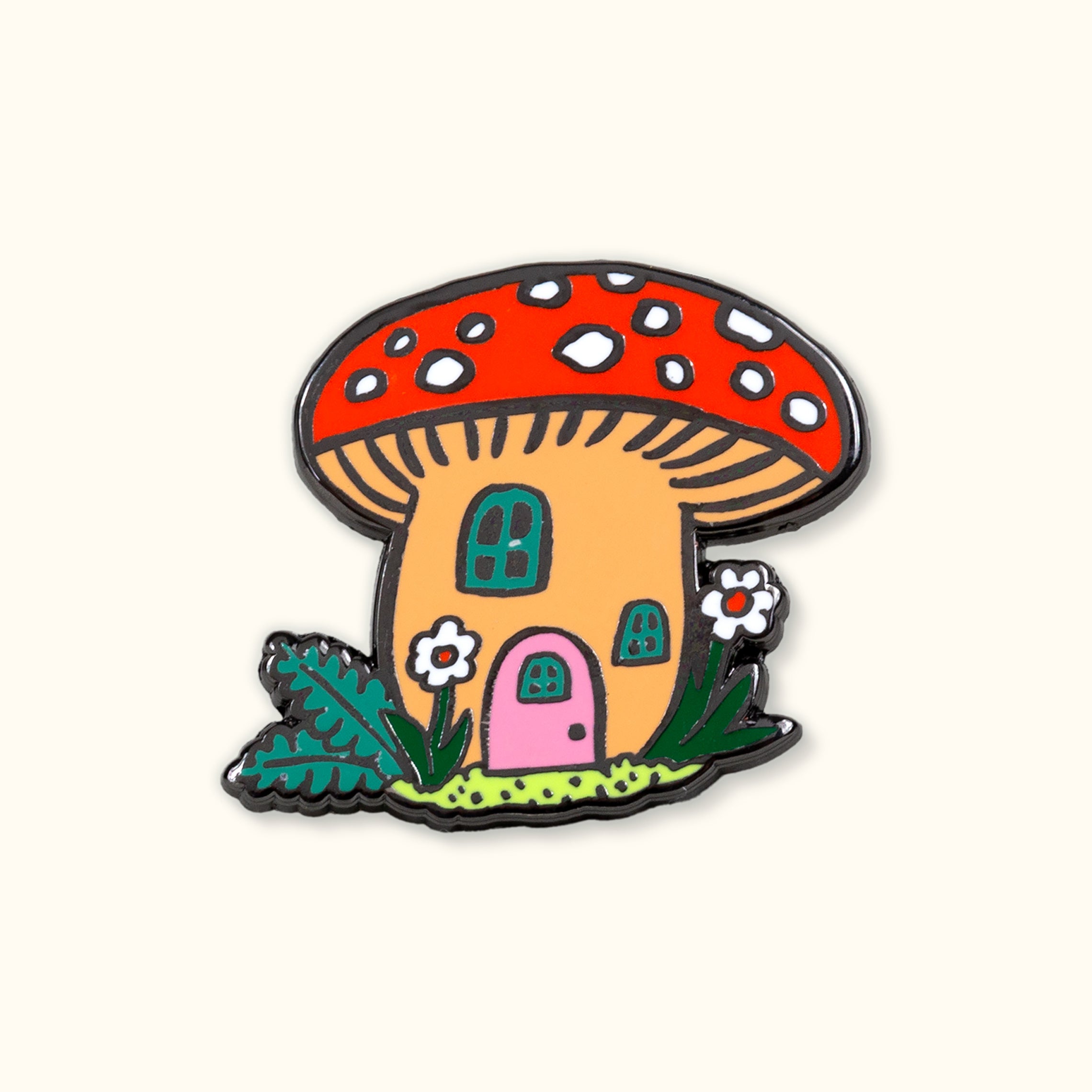 Mushroom Cottage Enamel Pin