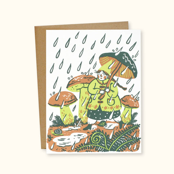 Rain Walk Gnome Greeting Card
